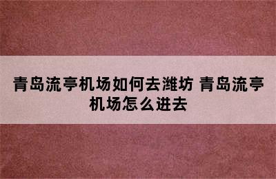 青岛流亭机场如何去潍坊 青岛流亭机场怎么进去